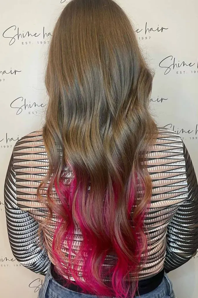 12 Fancy Dip-Dye Hair Color Ideas 3 Pink Dip Dye Long Wavy Hair 1
