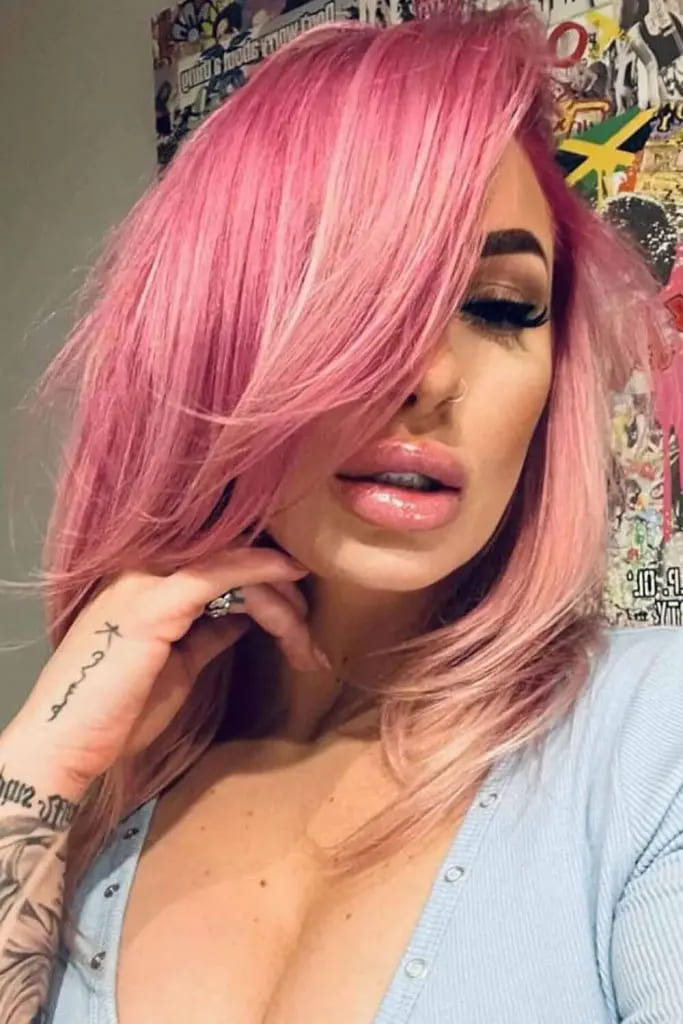 10 Sexy Hairstyles for Pink Hair 10 Pink Long Bob With Side Swept Hair