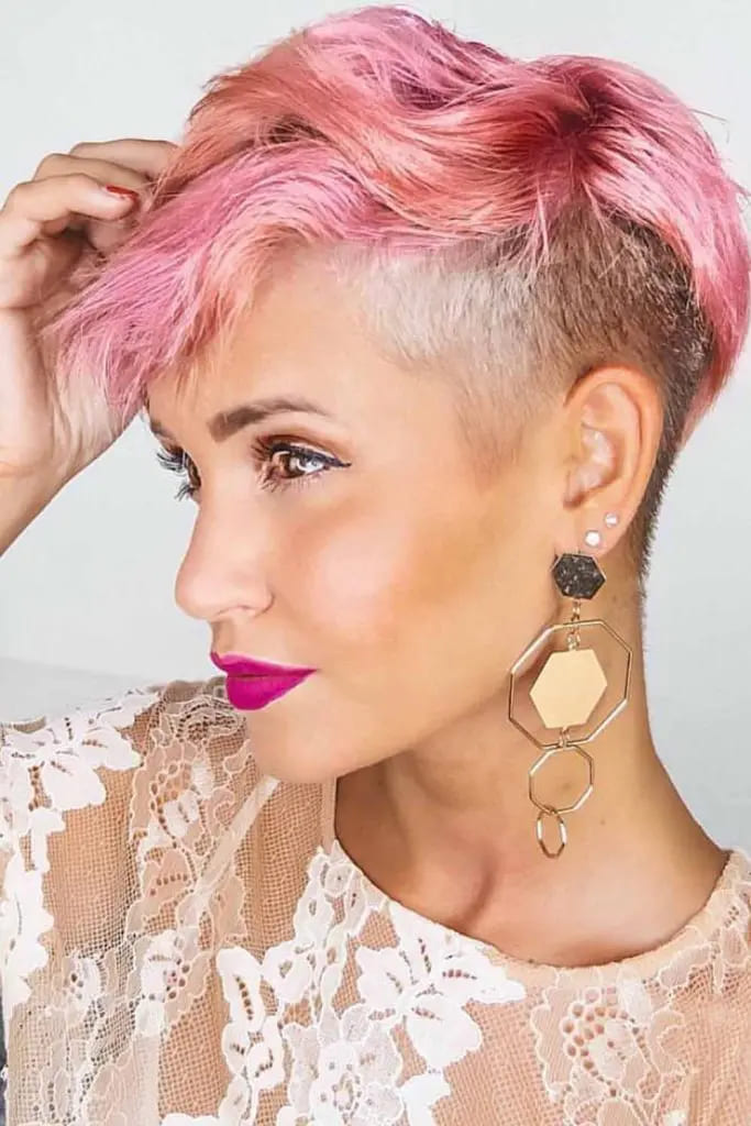 10 Sexy Hairstyles for Pink Hair 1 Pink Pixie Wavy With Side Fade