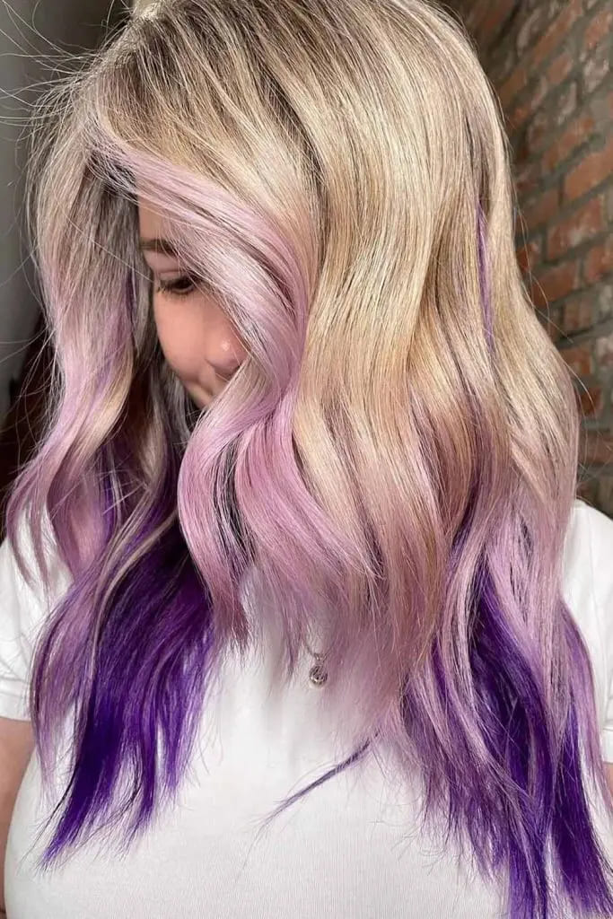 12 Vibrant Hairstyle Ideas for Purple Hair 5 Purple Ombre on Blonde Wavy Hair
