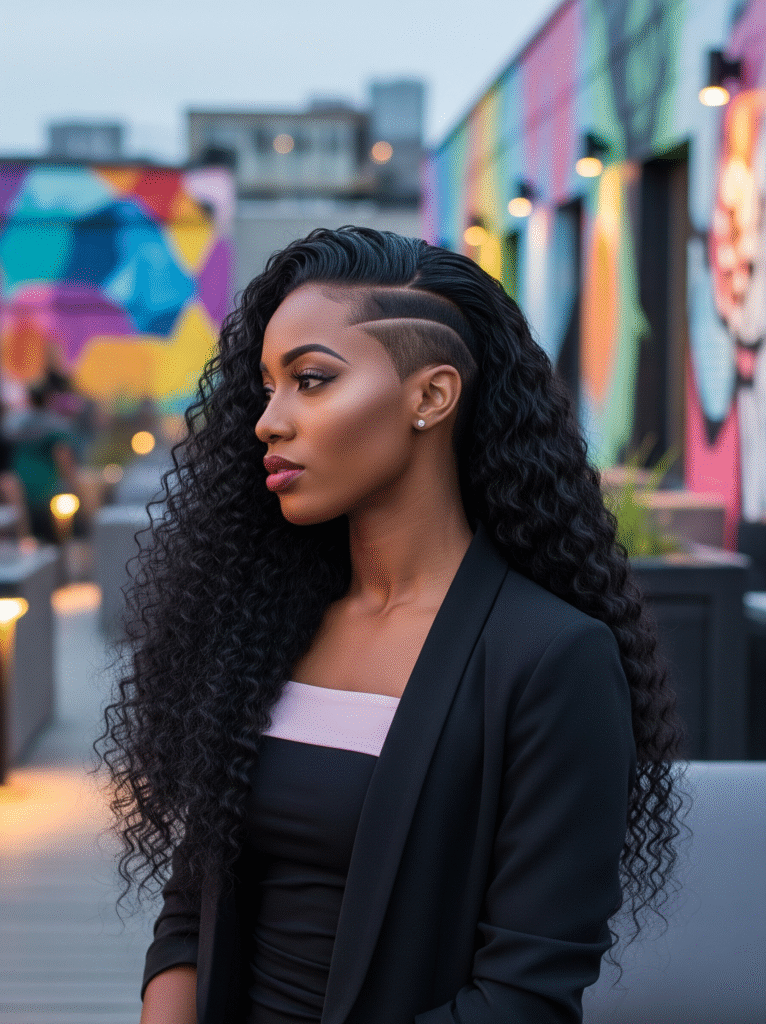 10 Long Curly Hair with Undercut Women Hairstyles 1 Slicked Back Undercut 5