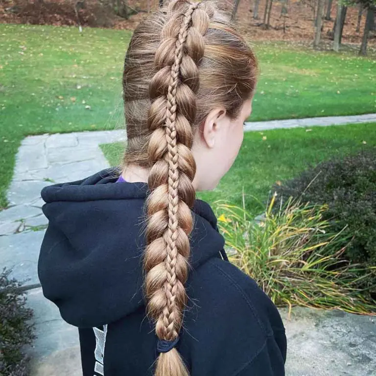 10 Gorgeous Dutch Braid Hairstyles 5 Stacked Dutch Braid on Long Brown Hair