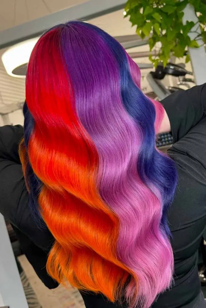 12 Bold Hair Dye Ideas for Women 10 Sunset Shade With Color Blocks 1