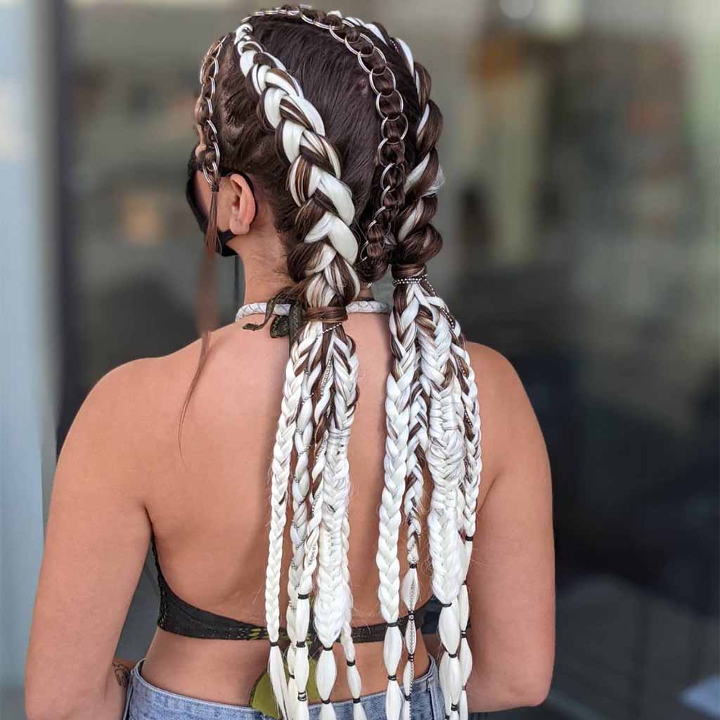 20 Sassy Hairstyles for Coachella! 3 Coachella Festival White Brown Dutch Braids