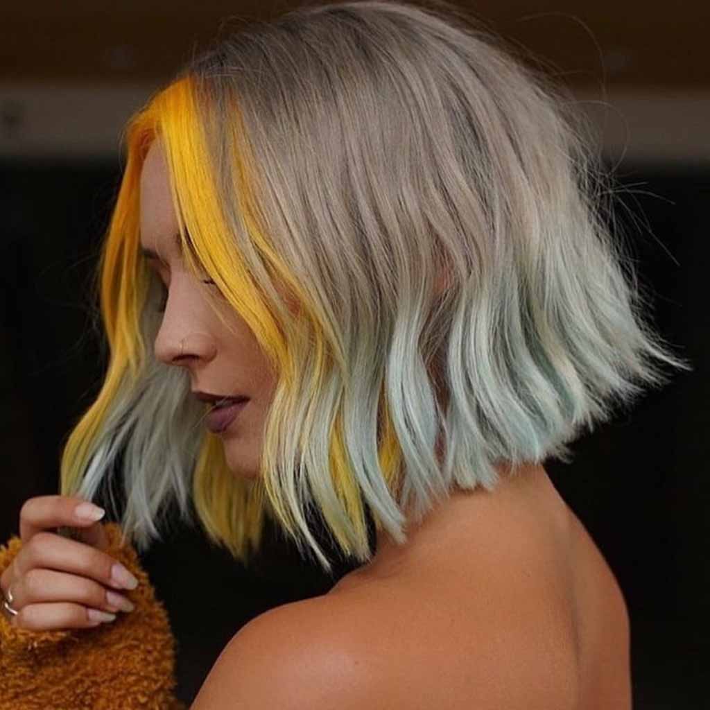 25 Sultry Summer Haircuts for Women! 4 Shoulder-Length Multi-Colored Bob Cut