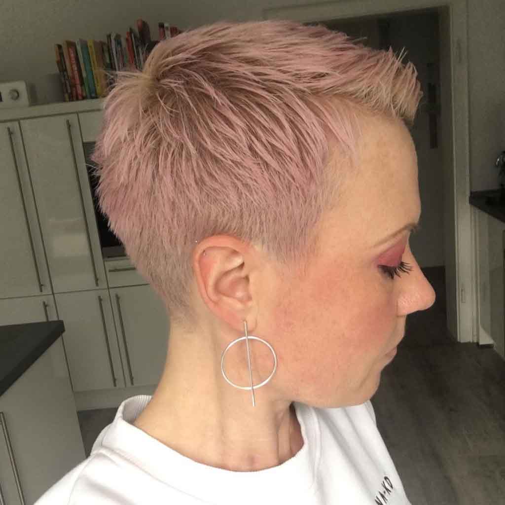 15 Very Short Hairstyles for You to Try! 8 Pink Textured Fade Pixie Cut