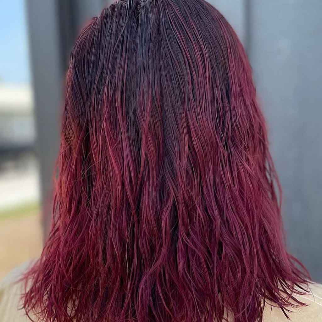 Medium Wet Black Cherry Red Hair