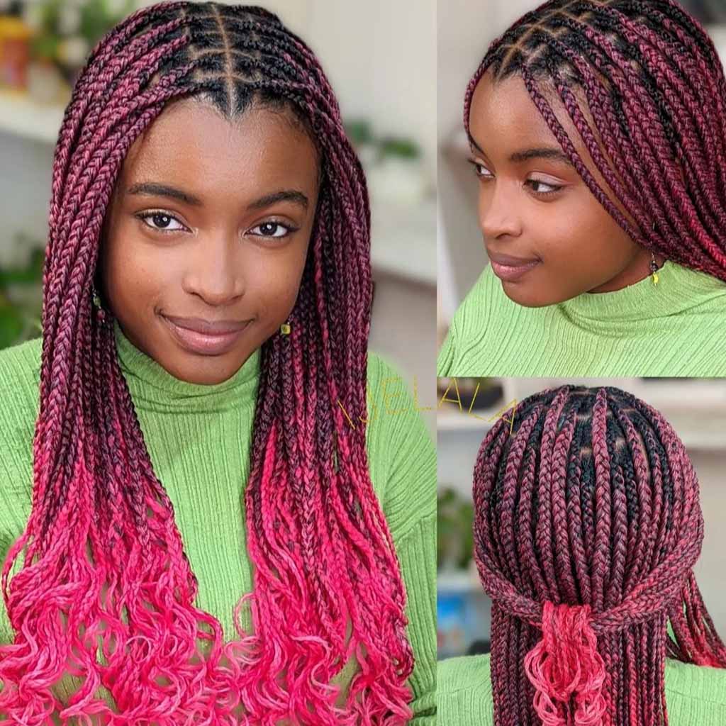 15 Fashionable Tucked Hairstyles! 10 Knotless Ombre Pink Tucked Braids