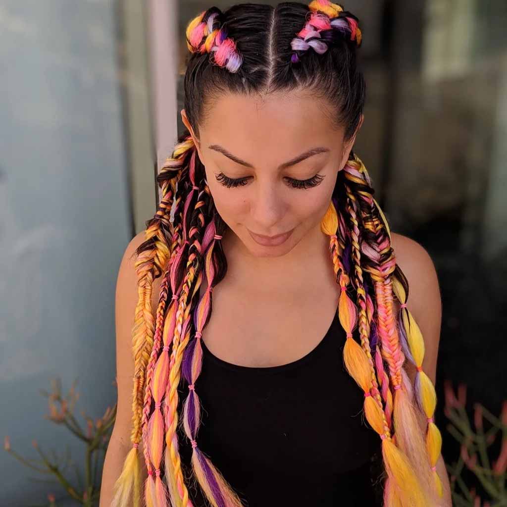 20 Sassy Hairstyles for Coachella! 11 Festival Colorful Rave Braids