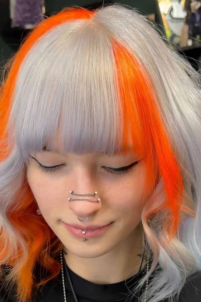 10 Summer Hair Color Ideas 9 Silver Hair With Orange Highlights