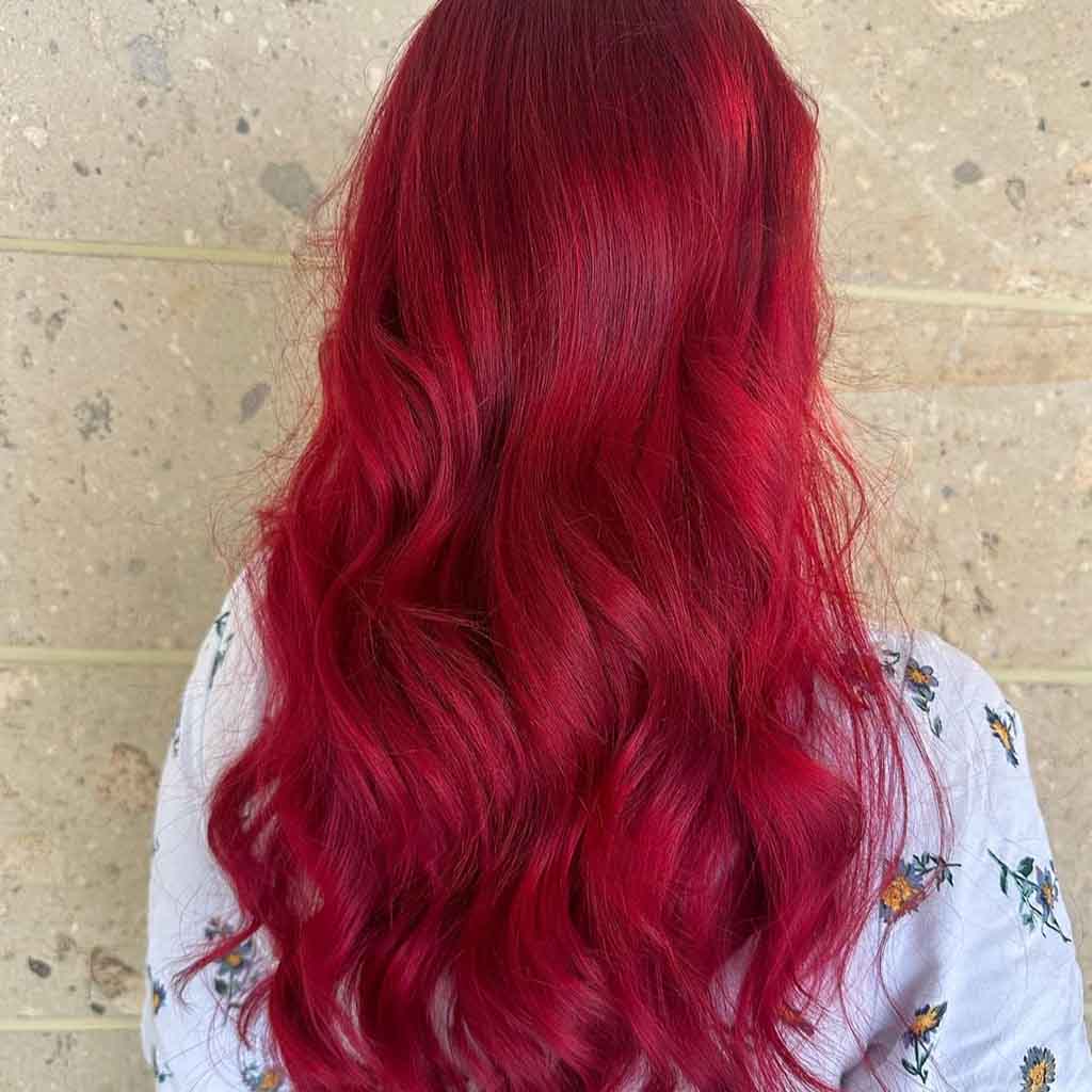 Vibrant Cherry Red Long Hair