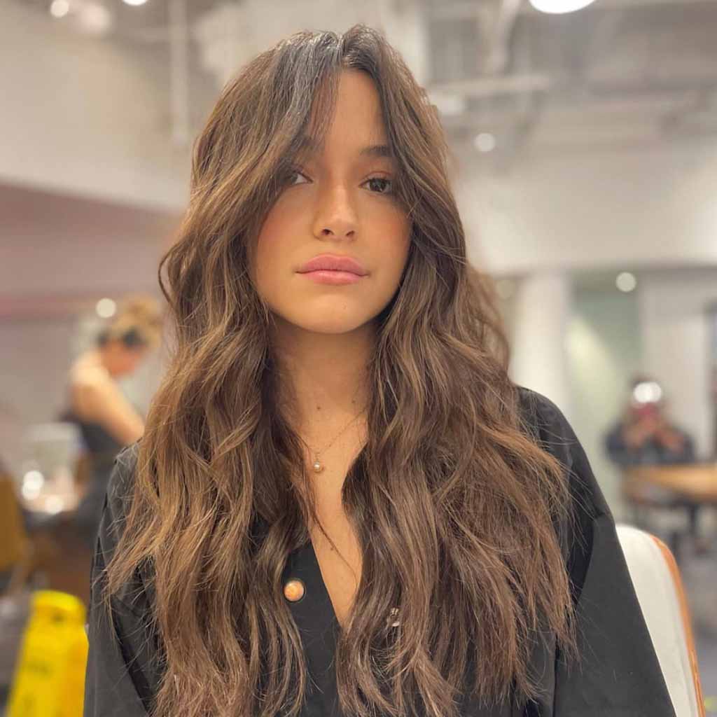 20 Bright Sun-Kissed Brunette Hair Ideas! 13 Long Layered Wavy Brunette Hair With Face Framing Layers