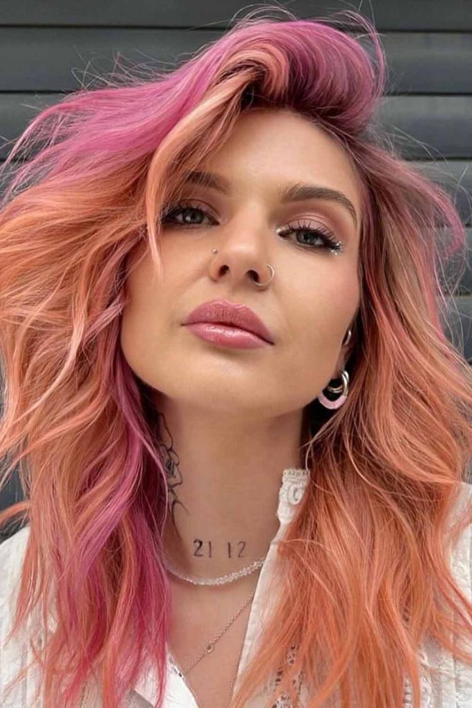 10 Summer Hair Color Ideas 11 Peach and Pink Hair on Medium Layered Hair