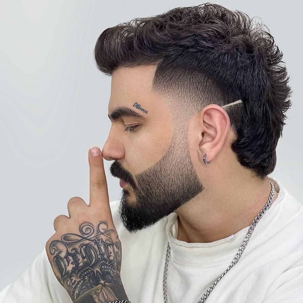 15 Modern Temple Fade Haircuts for Men! 14 Shag Mullet Haircut With Temple Fade