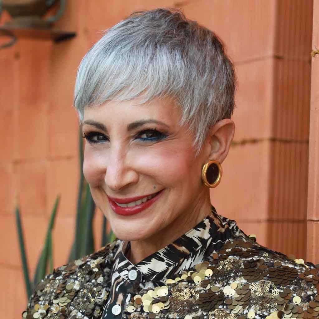 15 Very Short Hairstyles for You to Try! 15 Short Gray Black Hair with Feathered Baby Bangs
