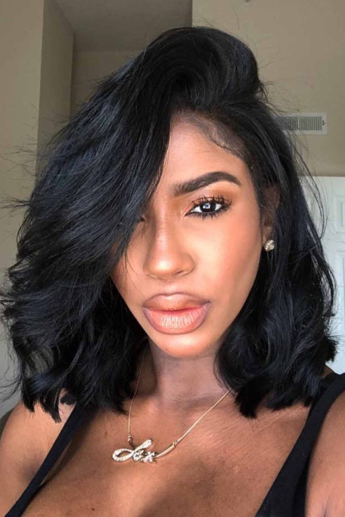 15 Classy Mom Cut Ideas for Busy Moms Seeking Effortless Style! 15 Fluffy Long Bob With Side-Swept Hair