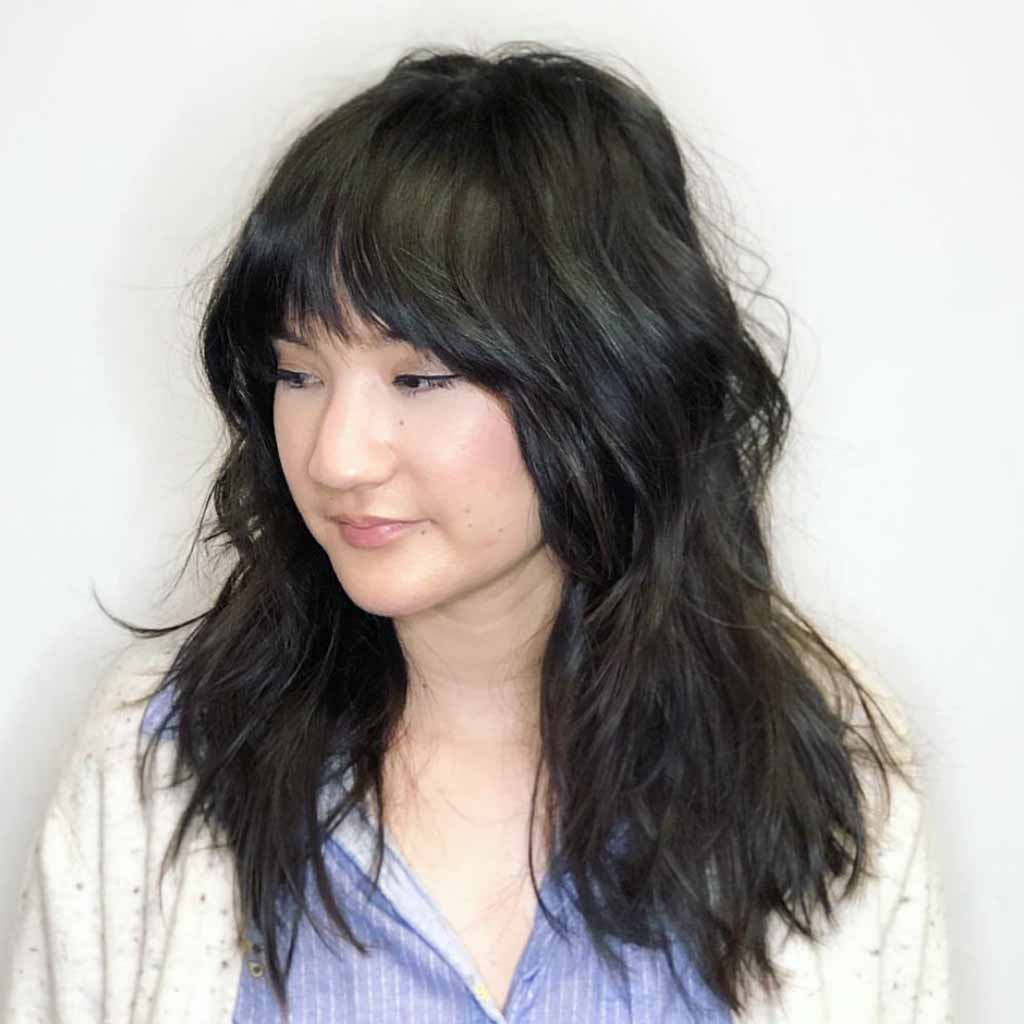 20 Classic Gypsy Shag Hairstyles! 16 Messy Black Gypsy Shag With Face-Framing Layers and Bangs