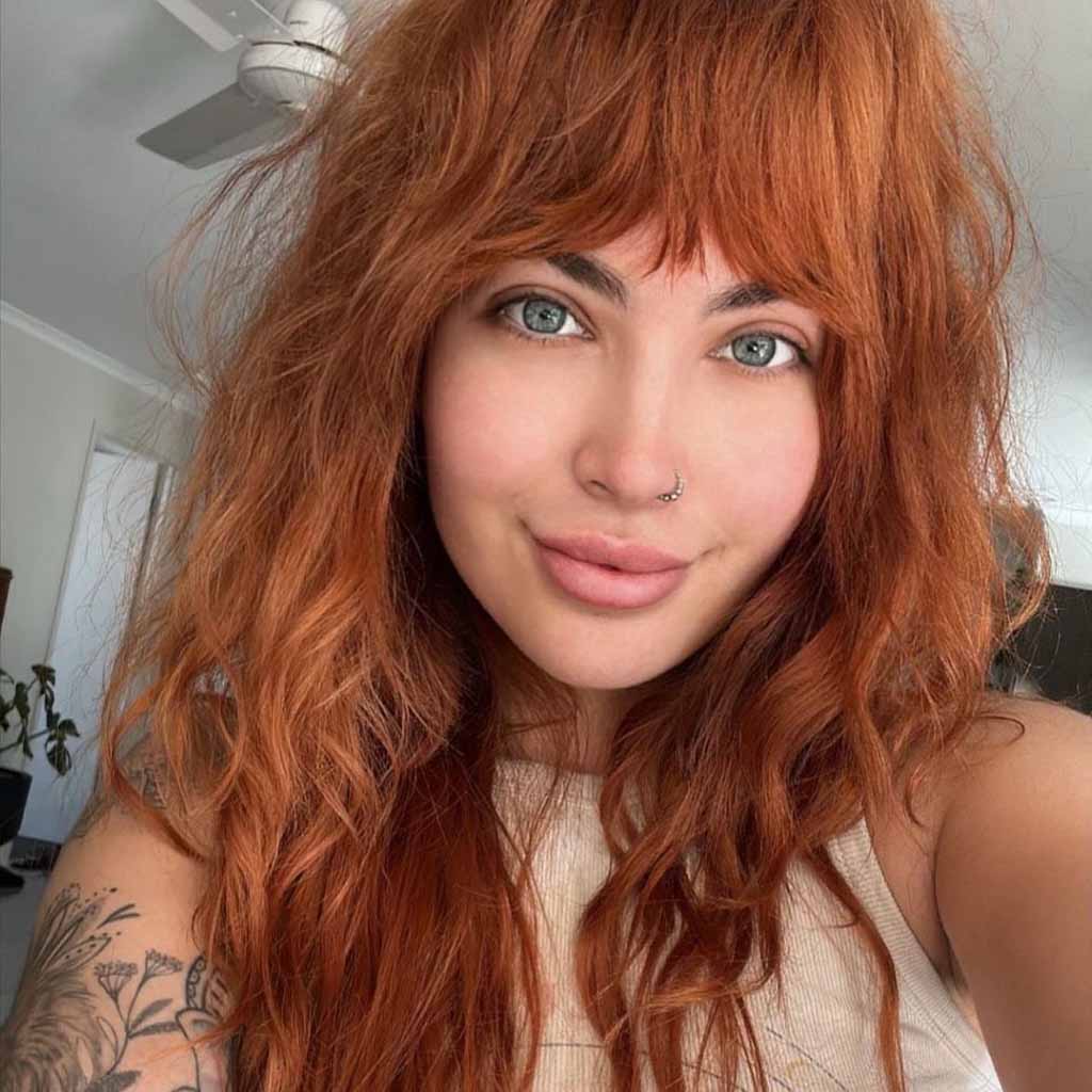 20 Classic Gypsy Shag Hairstyles! 19 Long Ginger Gypsy Shag Cut With Asymmetric Bangs