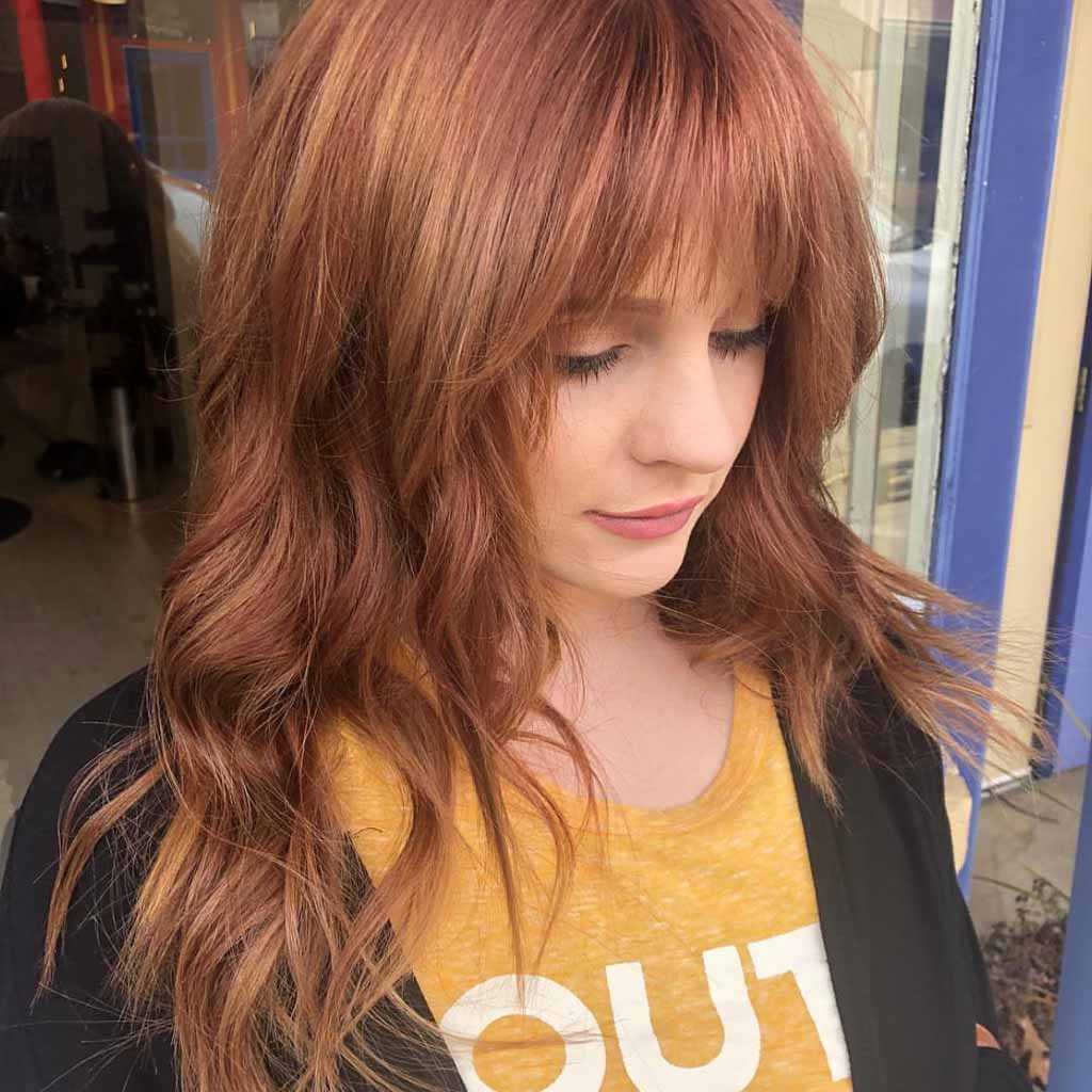 20 Classic Gypsy Shag Hairstyles! 21 Red Brown Long Gypsy Shag With See-Through Bangs