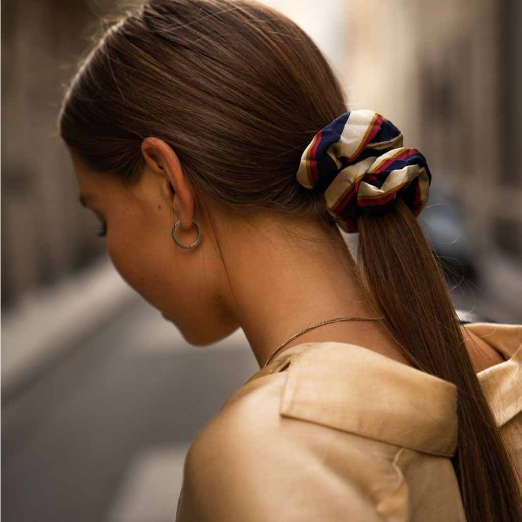  Long Brown Thin Hair Tied in a Ponytail