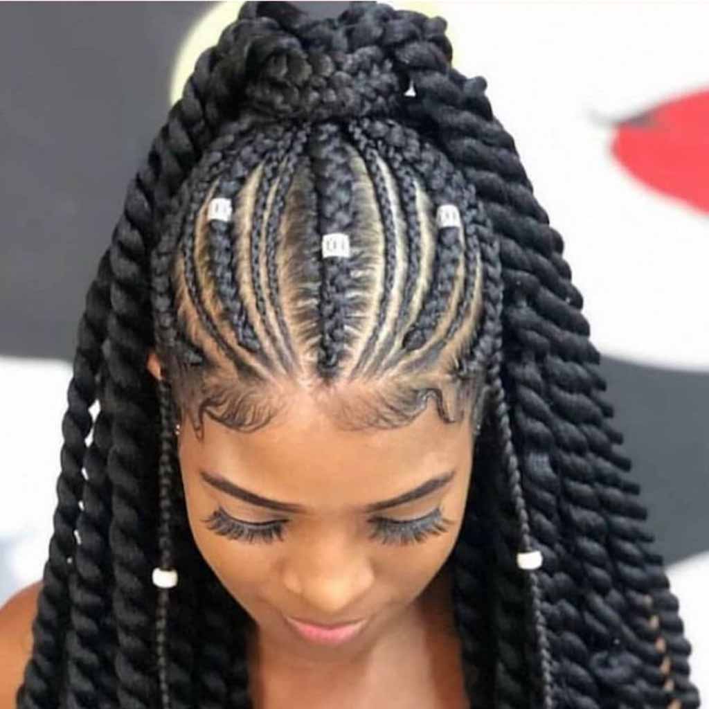 15 Majestic Options for Goddess Cornrows 5 Voluminous Cornrows With Regal Ponytail