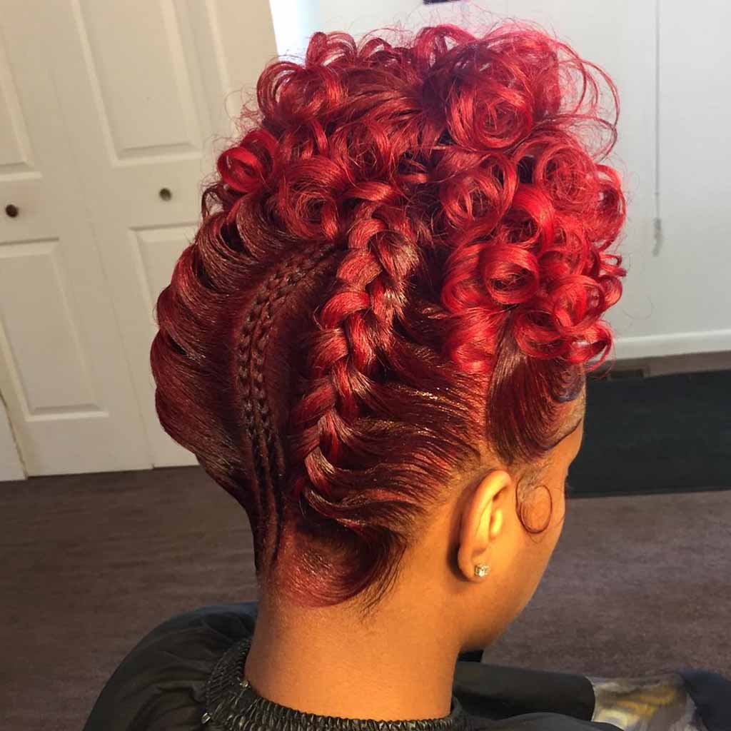 15 Majestic Options for Goddess Cornrows 6 Red Curly Cornrows Updo