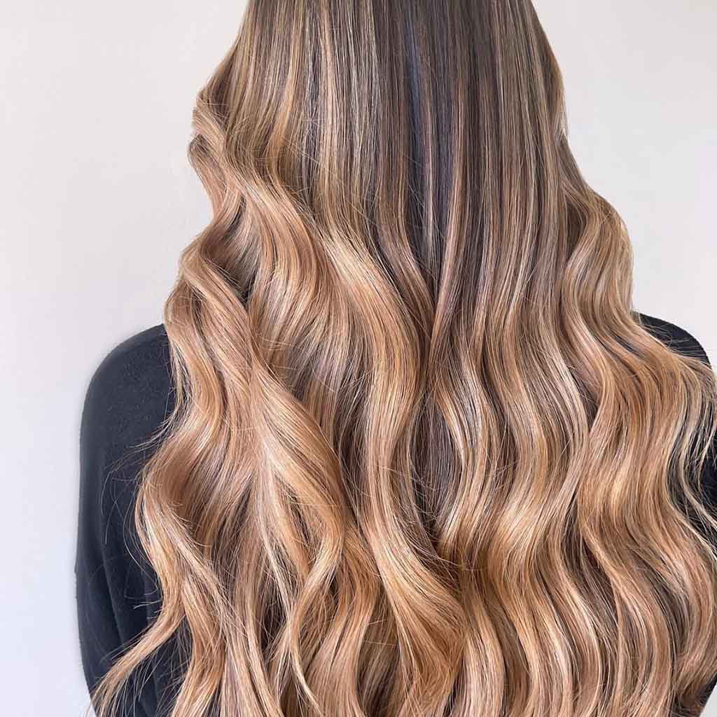 Warm-Toned Balayage on Brunette Hair
