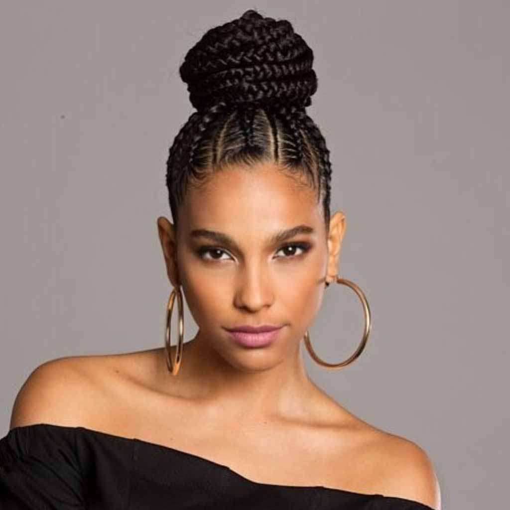 15 Majestic Options for Goddess Cornrows 7 Goddess Black Bun