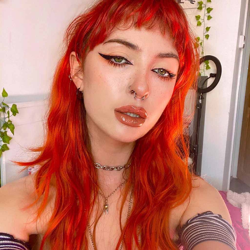 15 Intense Emo Shag Haircuts! 9 Long Red Wavy Emo Shag Cut With Short Bangs