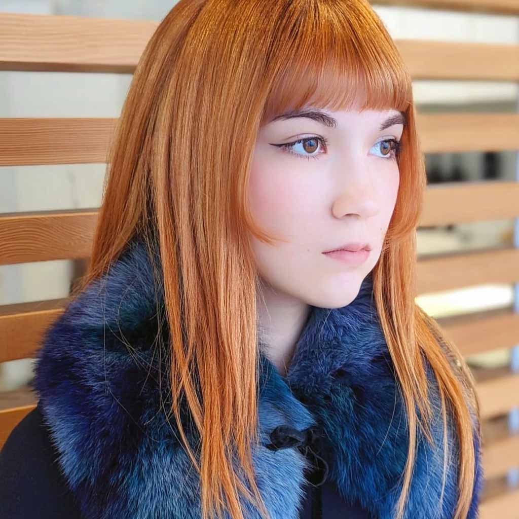 15 Stylish Hime Haircut Ideas! 9 Ginger Hime Cut With Short Bangs