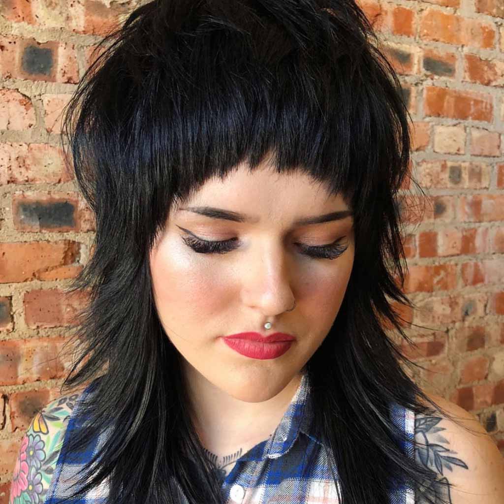 15 Intense Emo Shag Haircuts! 10 80’s Inspired Razor Shag Cut With Asymmetric Blunt Bangs