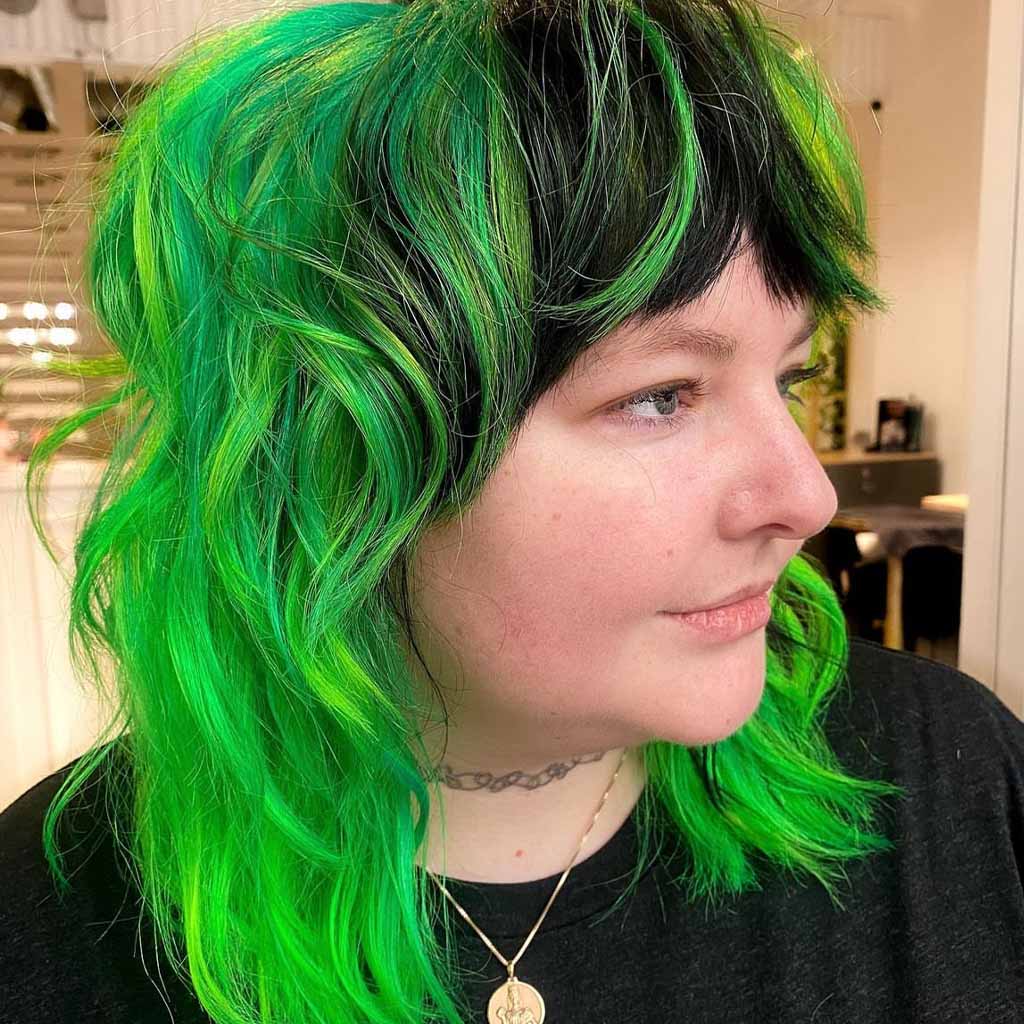 15 Intense Emo Shag Haircuts! 16 Neon Green and Black Tousled Shag Cut