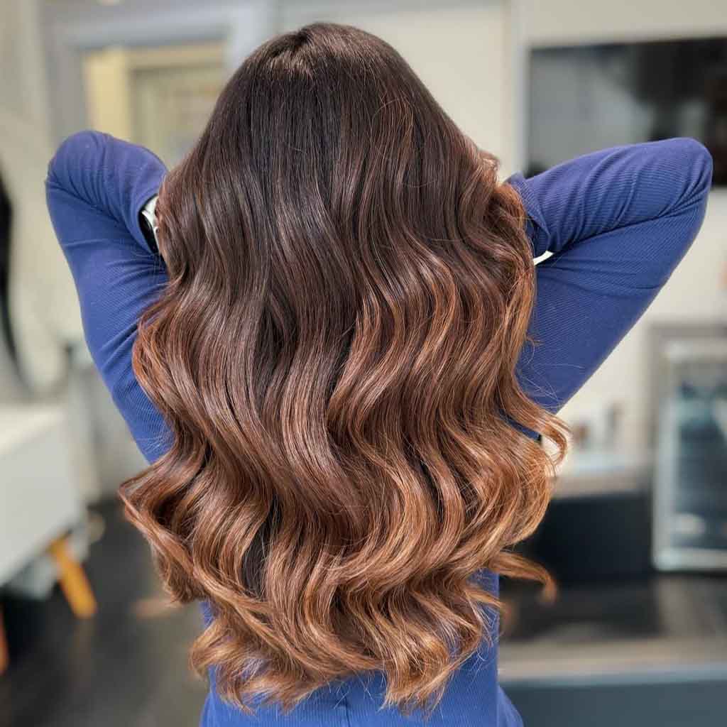 Black Hair with Copper Brown Melt