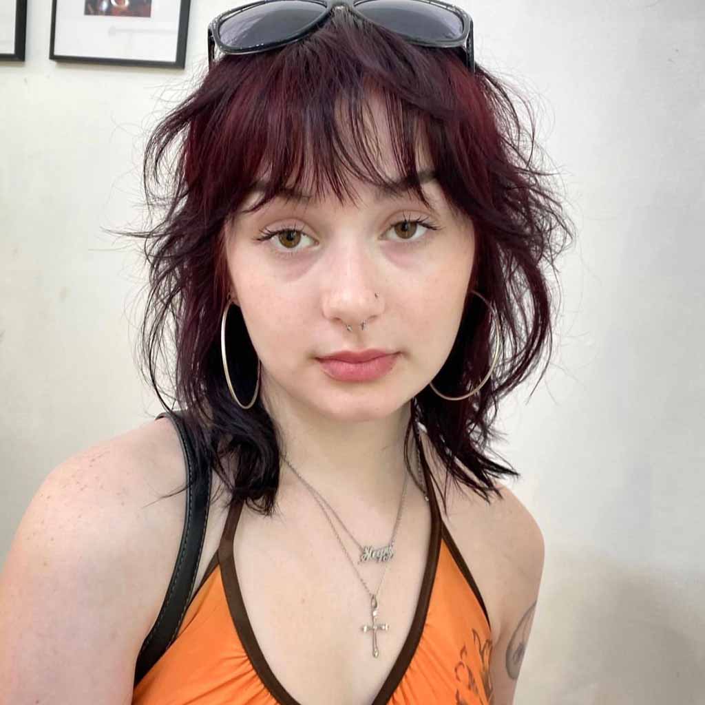  Wispy Bangs With Short Soft Shag Haircut