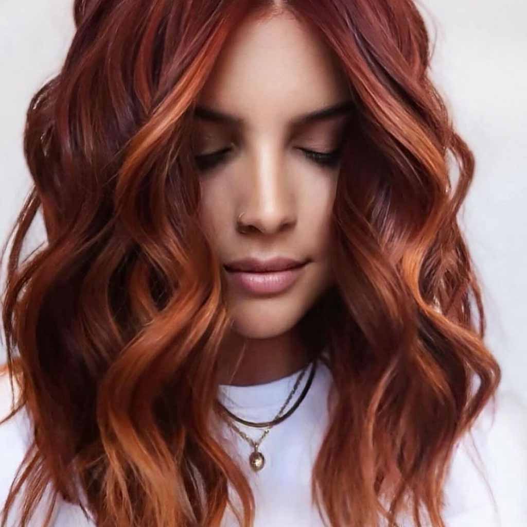 15 Spicy Hairstyles for Ginger Brown Hair! 6 Ginger Brown Money Piece Medium-Length Hair