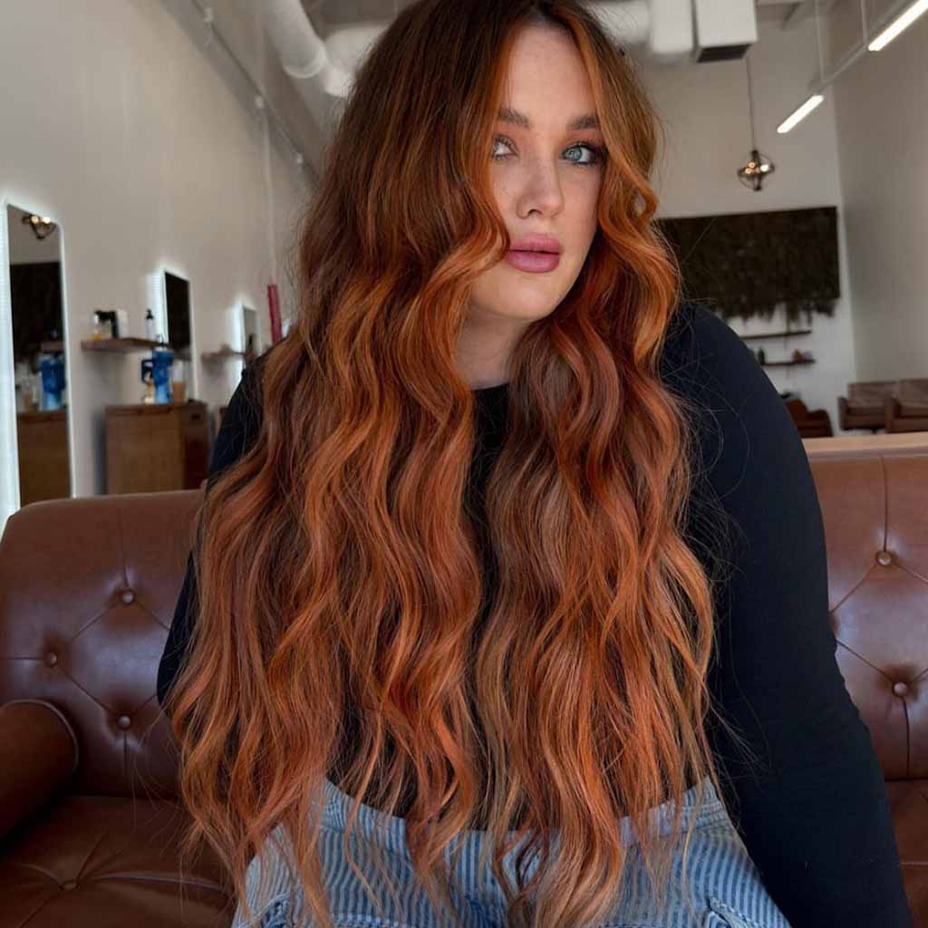 15 Spicy Hairstyles for Ginger Brown Hair! 8 Face Framing Long Ginger Brown Balayage Hair