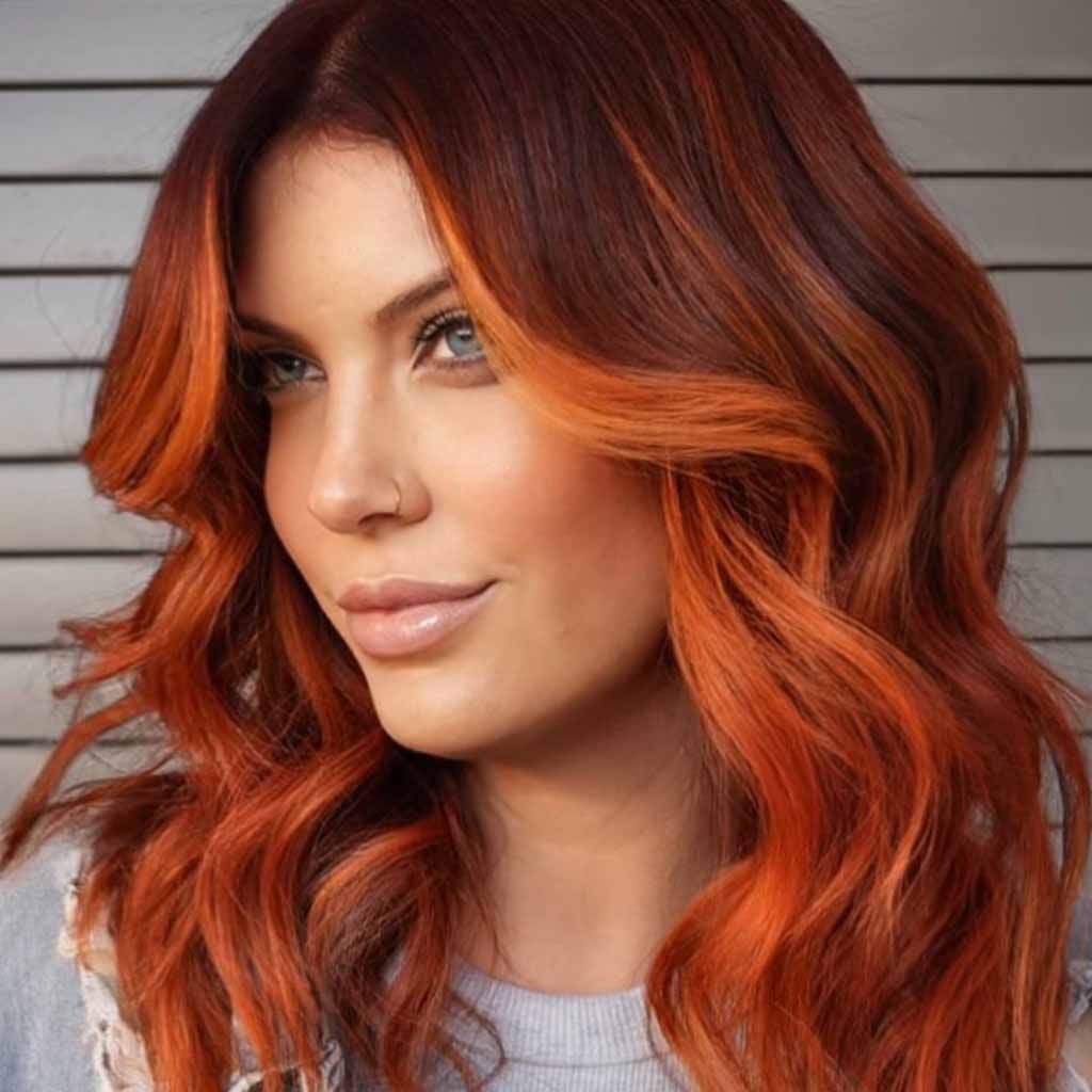15 Spicy Hairstyles for Ginger Brown Hair! 14 Cowboy Brown Balayage With Ginger Money Piece