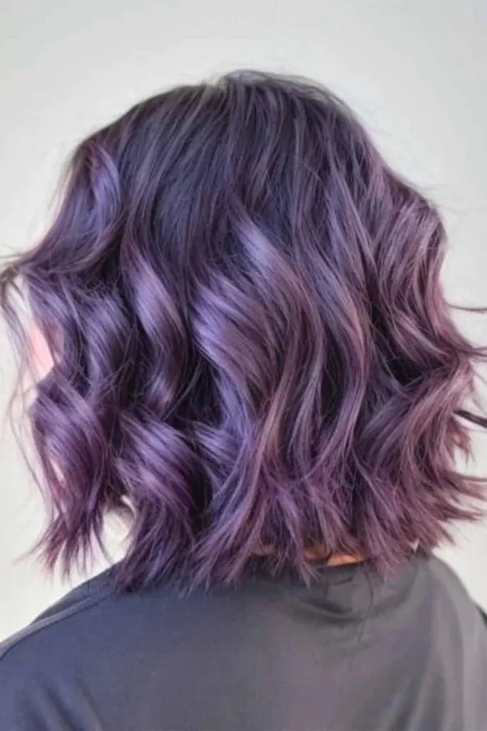 12 Vibrant Hairstyle Ideas for Purple Hair 12 Virgin Purple Highlights on Wavy Bob Hair