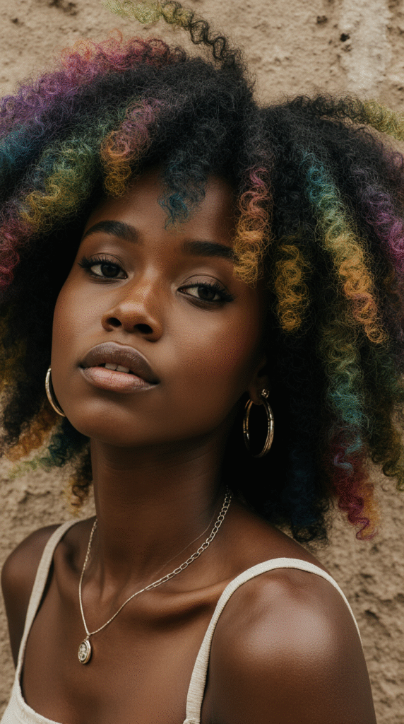20 Peekaboo Highlights for Black Women 9 a beautiful young black woman with voluminous styled naturally featuring rainbow peekaboo highlight gt7viv5inmlfpkjcbxua 3