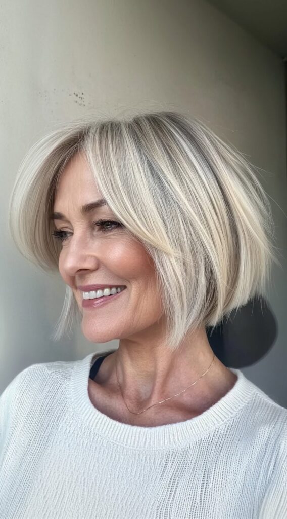 28 Short Hairstyles for Thin Hair: Stunning Ideas to Boost Volume and Style 24 chin length platinum bob with soft layers