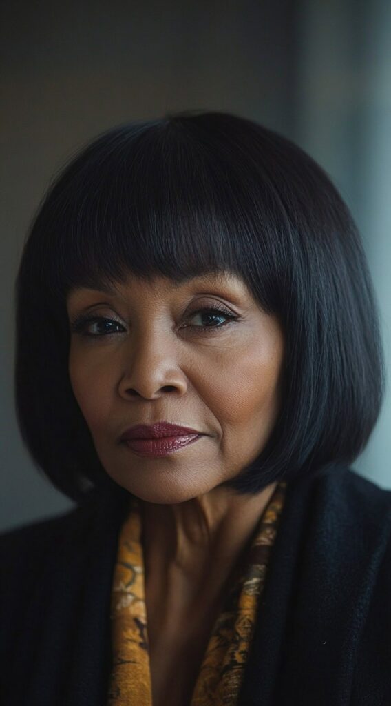 19 Stunning Bob Hairstyles for Older Black Women 6 classic bob with bangs
