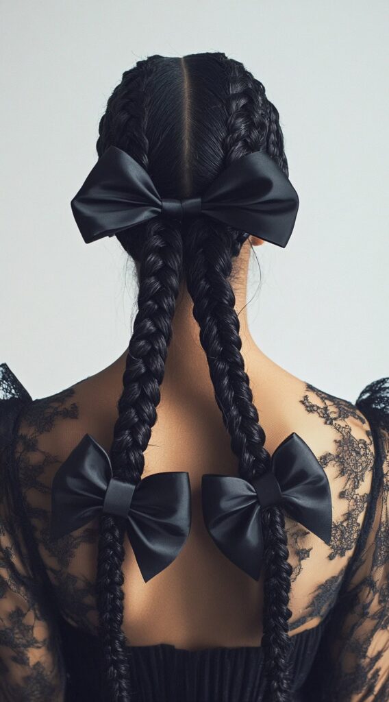 25 Best Bow Hairstyles 21 double braids with large bows