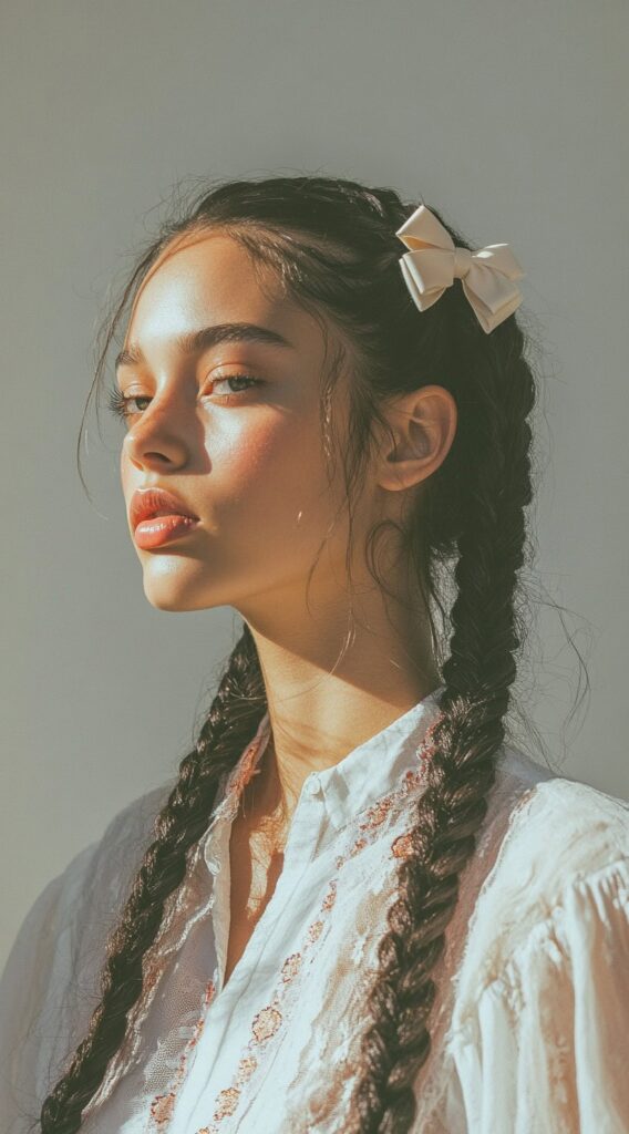 25 Best Bow Hairstyles 18 double braids with side bow