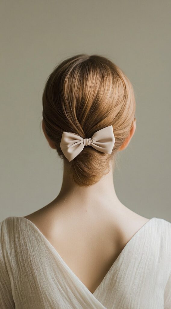 25 Best Bow Hairstyles 7 elegant low bun with bow