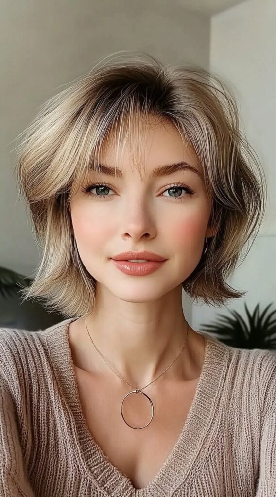 28 Short Hairstyles for Thin Hair: Stunning Ideas to Boost Volume and Style 25 feathered bob with curtain bangs and tousled volume