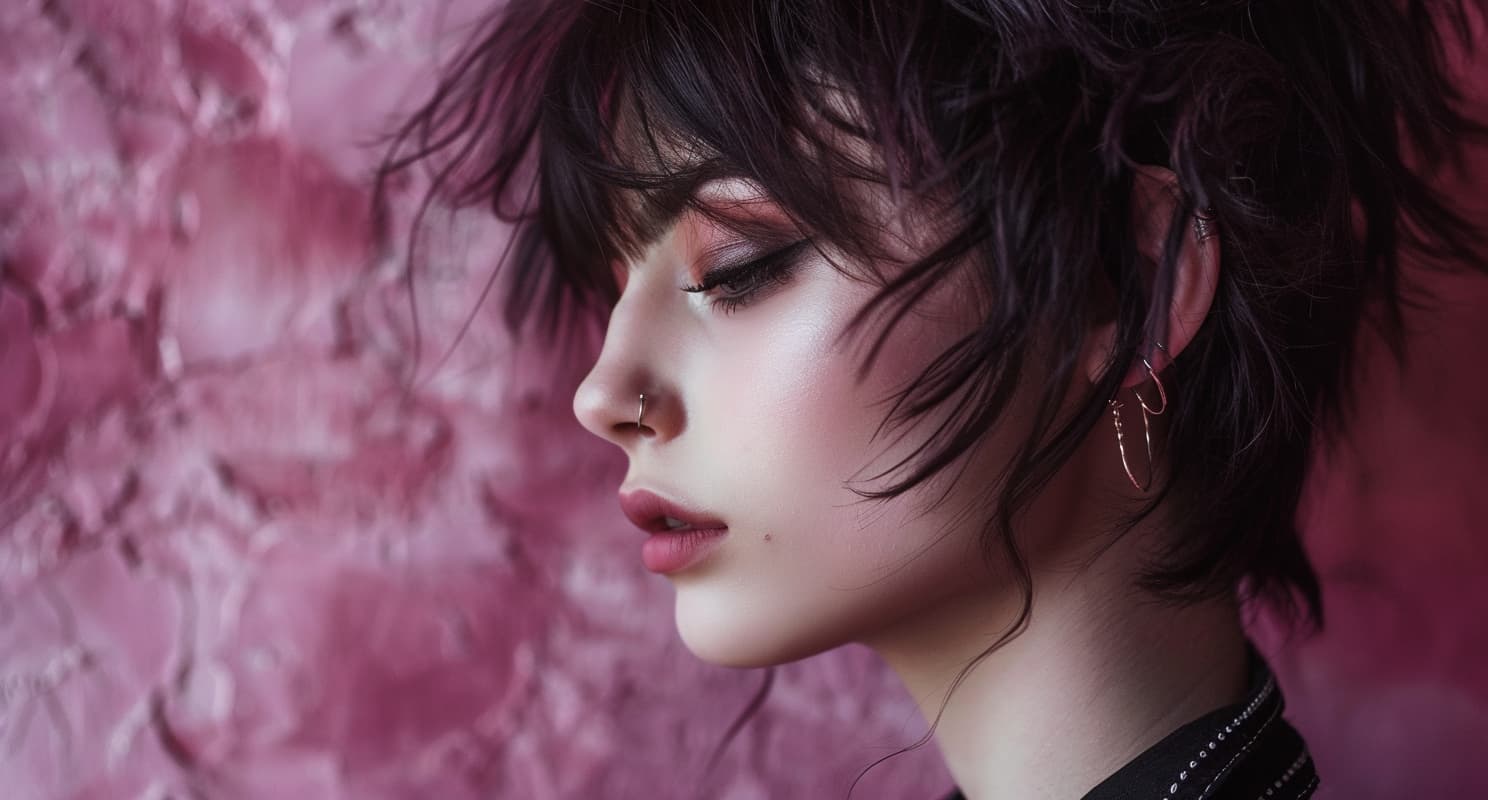 muskan9031 photograph of a Beautiful woman with emo shag cut ha 2b628a31 a034 4d18 94f2 f33edf4ac797