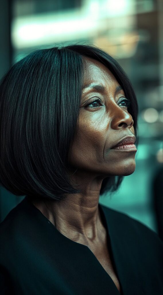 19 Stunning Bob Hairstyles for Older Black Women 3 natural jet black bob