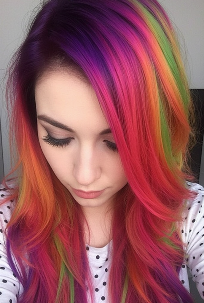12 Emo Scene Hairstyles for a Throwback 10 rainbow ombre emo emo scene hairstyles women gkturlq3iv871i4ghhti 2