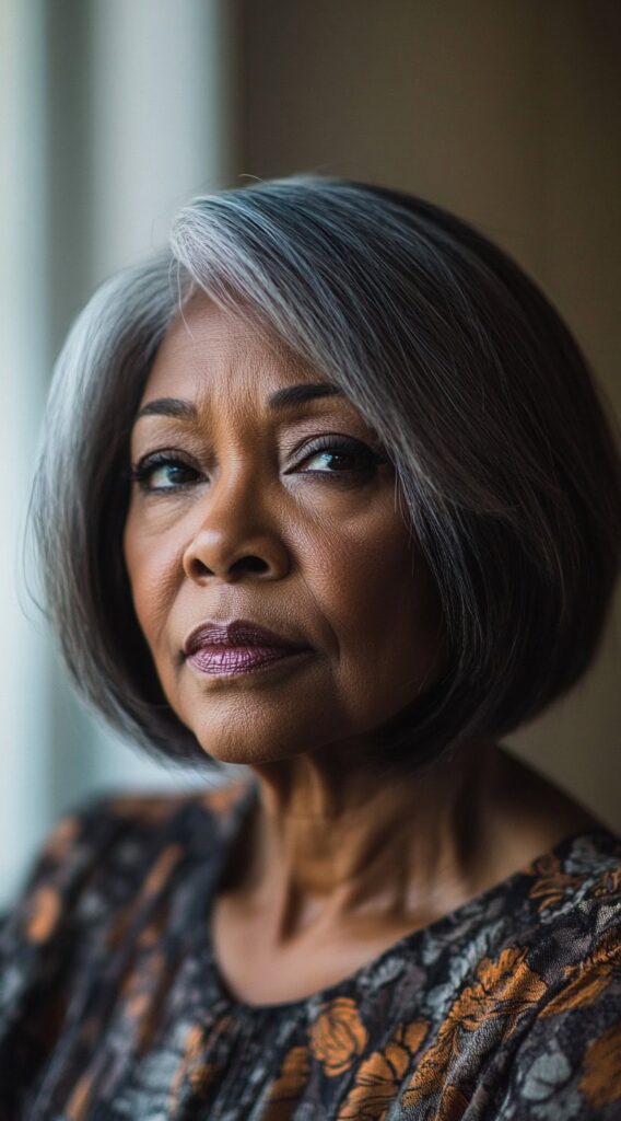 19 Stunning Bob Hairstyles for Older Black Women 14 soft layered silver bob