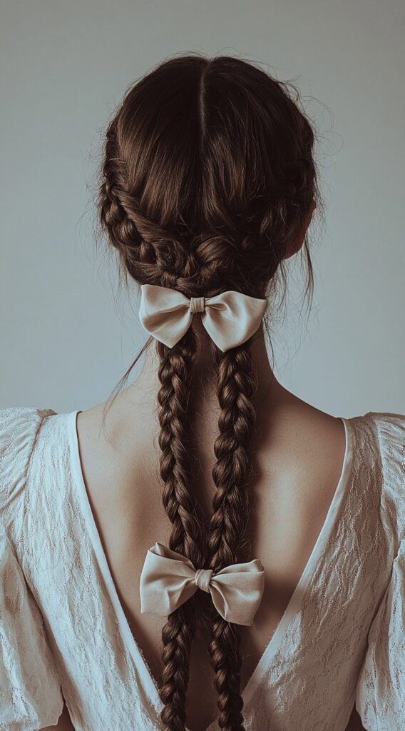 25 Best Bow Hairstyles 10 twin braids with bows